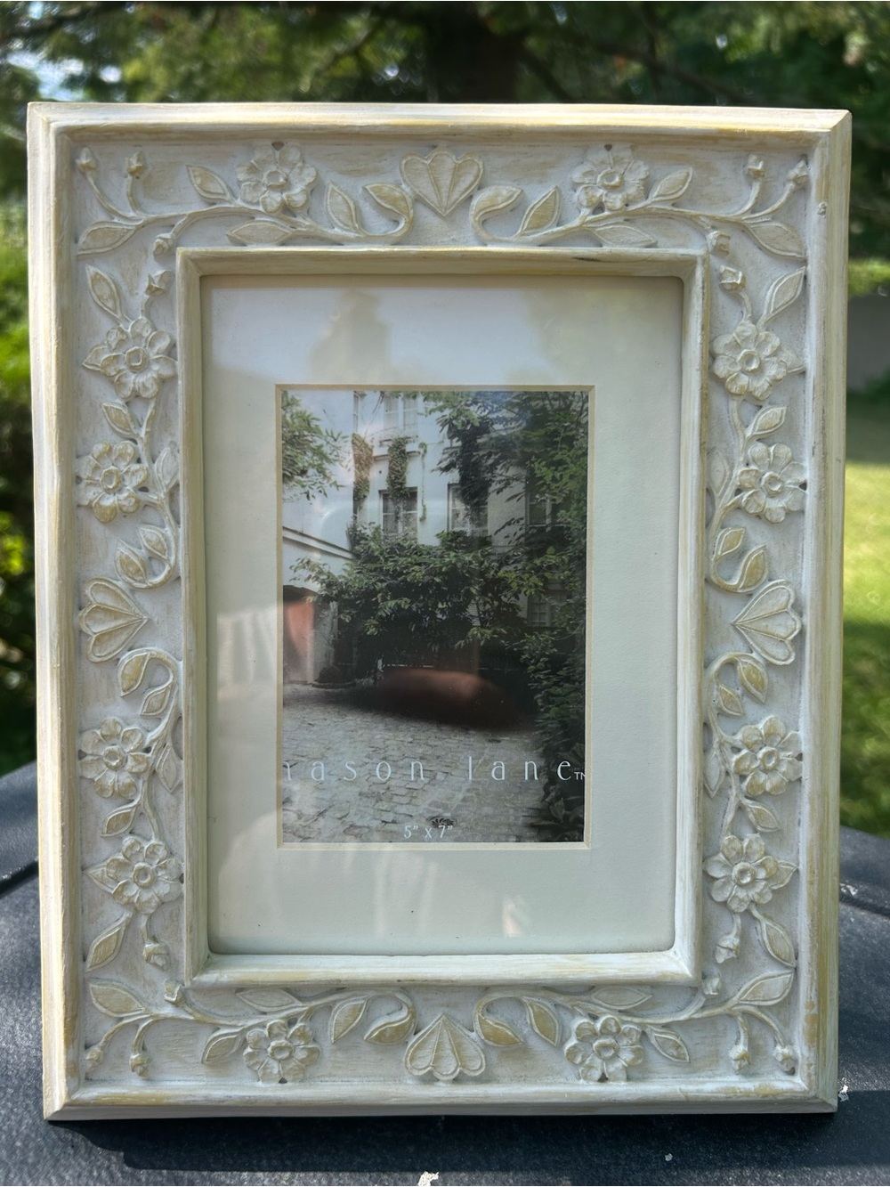 Mason Lane Frame Cream Off White Floral Carved Picture Mat Heavy 5x7 Lot of Two